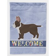 CAROLINES TREASURES Black French Bulldog Pit Bull Mix Welcome Flag Canvas House Size CK3735CHF
